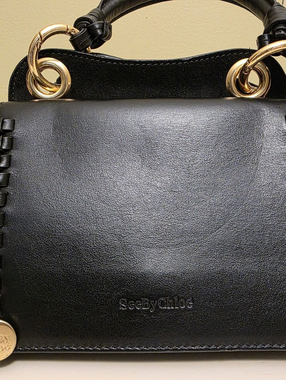 See By Chloe | Black Leather Tilda 2-Way Mini Satchel with Braided Sides - Picture 2 of 9